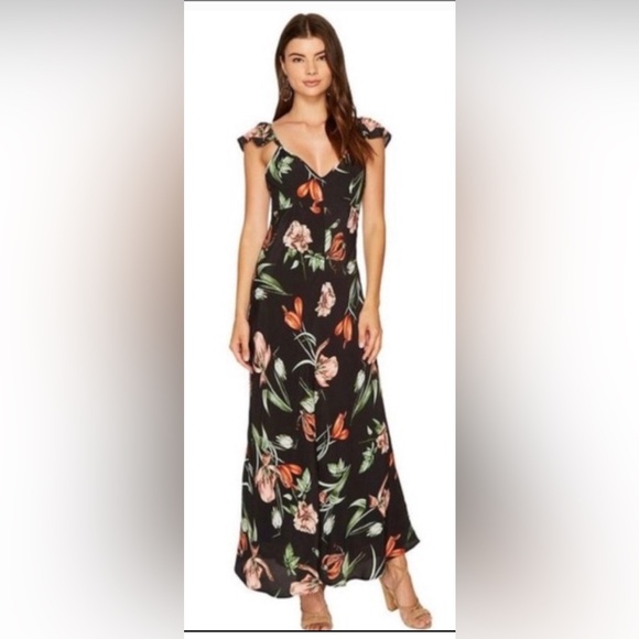 Astr Dresses & Skirts - ASTR Florentina Flutter-Sleeve Floral Maxi Dress